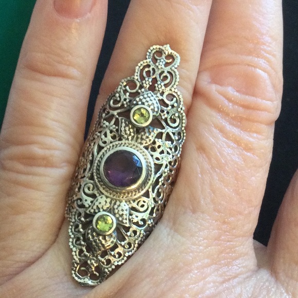 Treasure Of Morocco Genuine Amethyst, Peridot Ring - Picture 4 of 11
